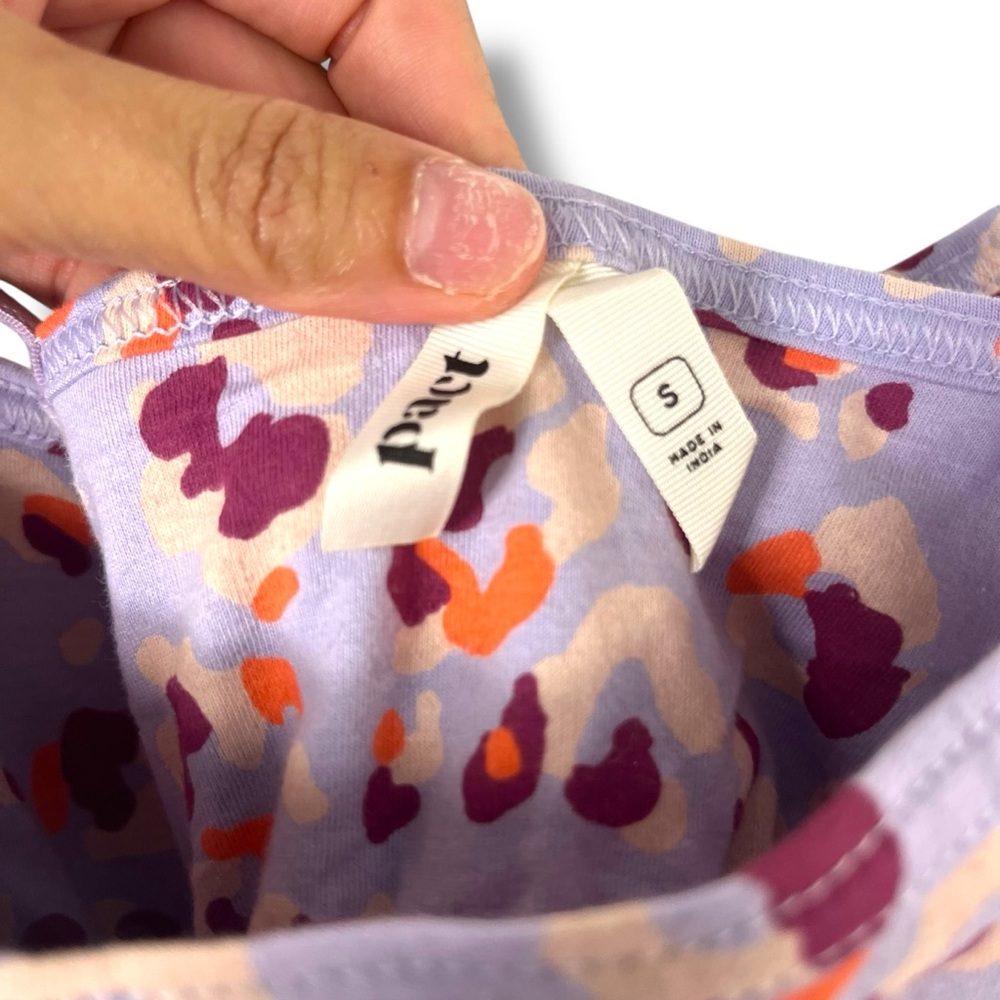 PACT Organic Cotton Floral Midi Dress Shelf Bra Adjustable Straps Small Lilac - Picture 6 of 7